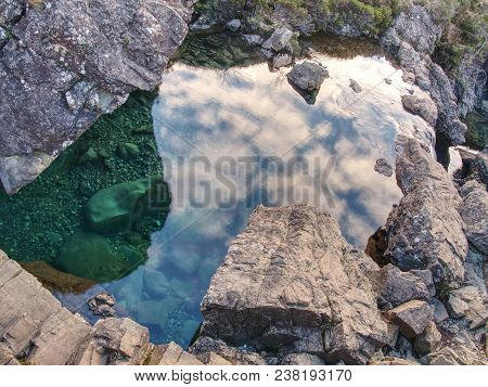 The Fairy Pools With Waterfall. The River Bellow  Majestatic Glen Brittle Mountain, Popular Hikers T