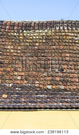 Red Old Historic  Roof Tile Pattern In Red