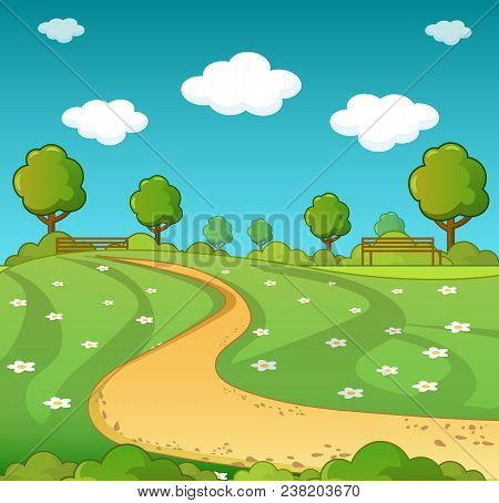 Landscape Concept. Cartoon Illustration Of Landscape Vector Concept For Web