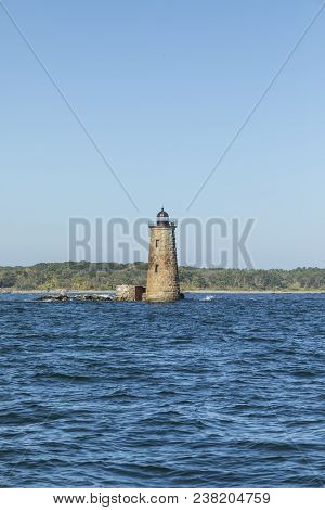 Whaleback Lighthouse Off The Coast Of Portsmouth Maine