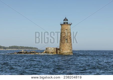 Whaleback Lighthouse Off The Coast Of Portsmouth Maine