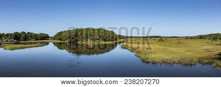 Boat At Beautiful Lake Landscape At Harwich At Cape Cod Island