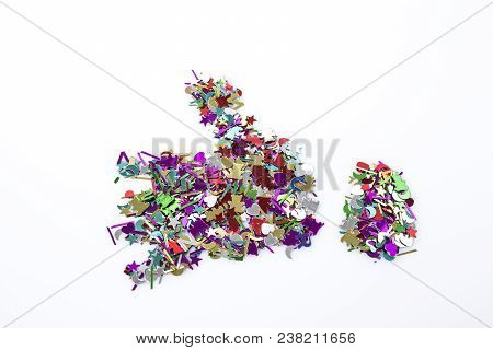 Abstract Symbol Thumbs Up Multicolor In A White Background Composition