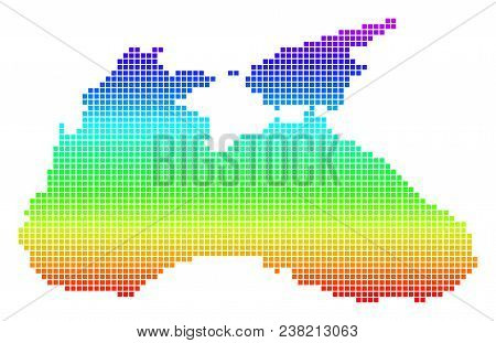 Colored Spectral Dot Black Sea Map. Vector Geographic Map In Bright Spectral Colors With Vertical Gr