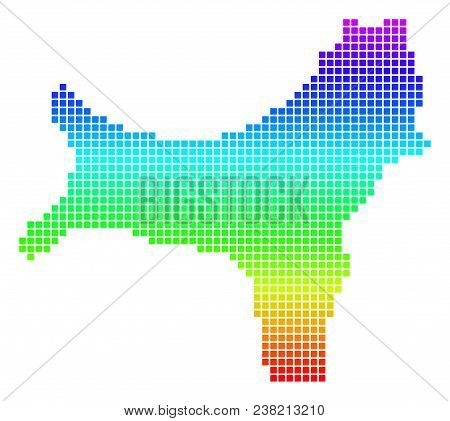 Colored Spectrum Dot Christmas Island Map. Vector Geographic Map In Bright Spectrum Colors With Vert