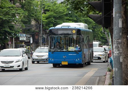 Chiang Mai, Thailand - April 28 2018: Blk Bus Of Rtc Or Chiangmai Smart Bus. Service In City Free Wi