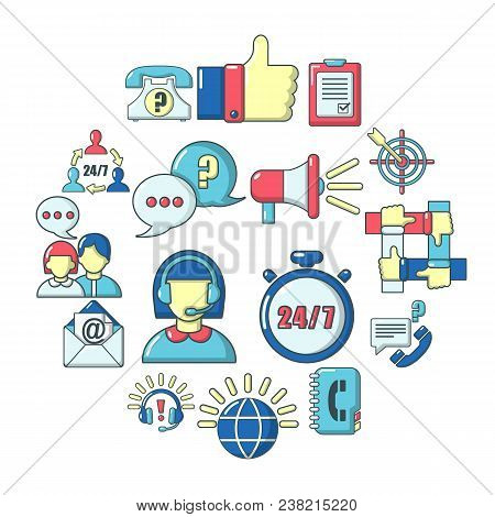 Call Center Icons Set. Carrtoon Illustration Of 16 Call Center Vector Icons For Web