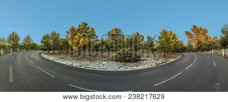Curvy Street In Rural Landscape In The Provence, France