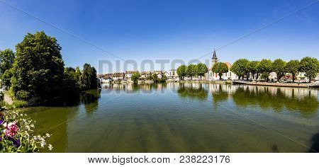 Skyline Of Audincourt At The River Doubs In France