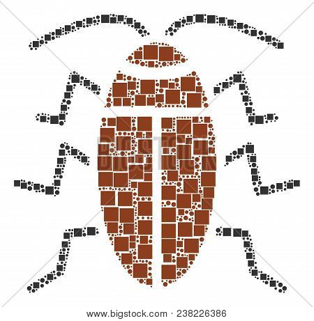 Cockroach Mosaic Icon Of Rectangles And Round Items In Various Sizes. Vector Items Are Composed Into