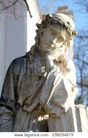 SISAK, CROATIA - DECEMBER 07: Angel statue in the Church of Visitation of the Virgin Mary in Sisak, Croatia, on December 07, 2017.