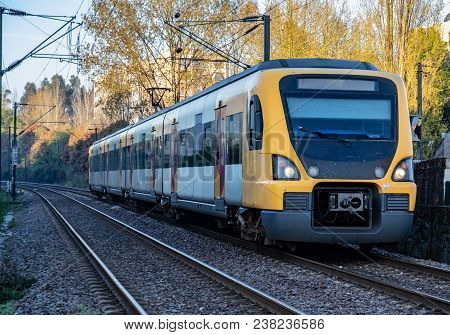 A European City Train Leaving The Station