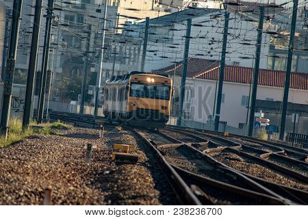 A European City Train Leaving The Station