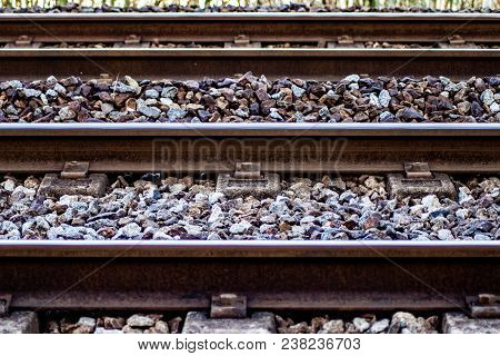 A Detail Of An European Railway Railroad Track