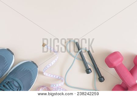 Equipment For Sports From The Bottom Of The Page. Above The Empty Space For Text And Inscriptions. C