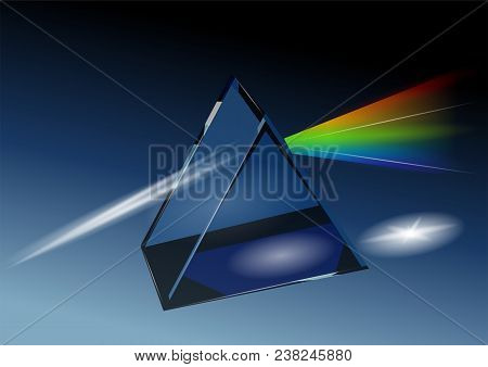 Prism With Light And Dispersion On Dark Background
