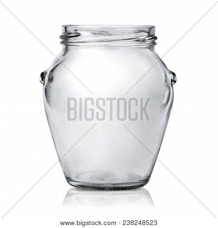 Moсkup Transparent Empty Glass Jar On White Background