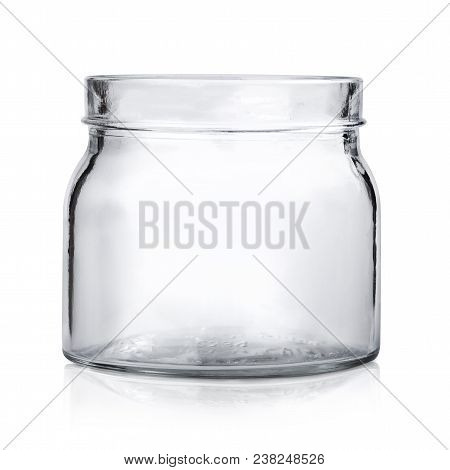 Moсkup Transparent Empty Glass Jar On White Background