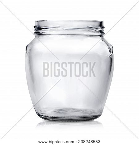 Moсkup Transparent Empty Glass Jar On White Background