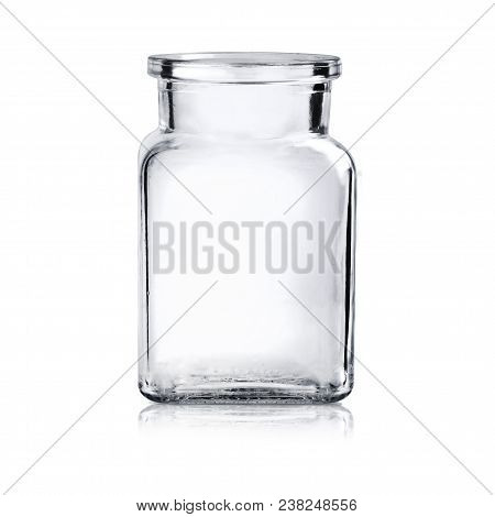 Moсkup Transparent Empty Glass Jar On White Background