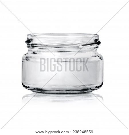 Moсkup Transparent Empty Glass Jar On White Background