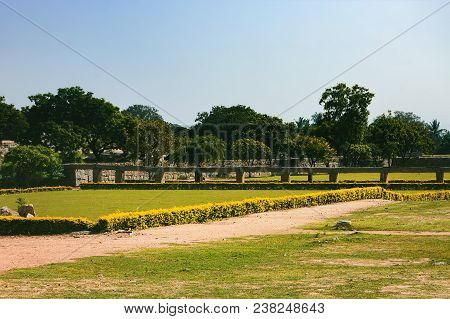 View Of Ancient Ruins From The Platform Of Mahanavami Dibba In Hampi, Karnataka, India.