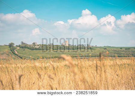 Beautiful Summer Landscape With Hadleigh Castle (uk) In The Background