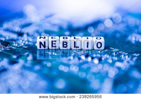 Word Neblio Formed By Alphabet Blocks On Mother Cryptocurrency Closeup