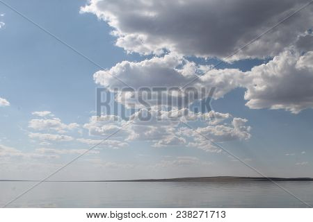 Deserted Beach Lake, Summer Sky, Nature Blue Cloud, Tuva, The Sky Reflected In The Water