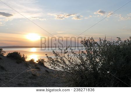 The Setting Sun Reflected In The Pond, Lake, Water, Transparent
