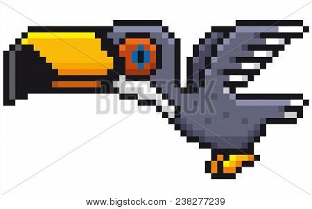 Vector Illustration Of Hornbill Cartoon - Pixel Design