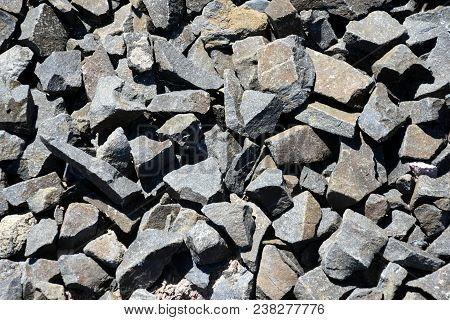 Made From Pebble Gravel Stones Different Shape As Floor Texture Background. Small Rocks Background T