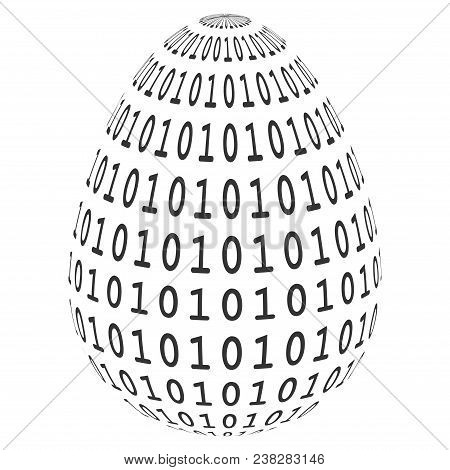 Binary Digital Abstract Egg Vector Illustration. Modern 3d Effect Design For Business.