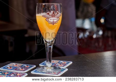 Brussels, Belgium - September 07, 2014: Glass Of The De Ryck Beer On The Belgian Beer Weekend 2014. 