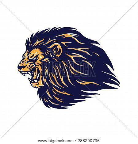 Angry Wild Lion Head Mascot Logo Illustration