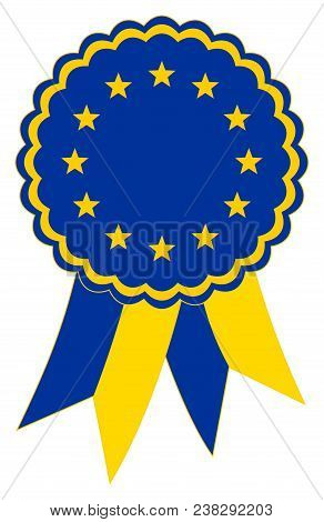 European Flag Award Ribbon Vector In The Original National Colours Blue And Gold.
Representing The C
