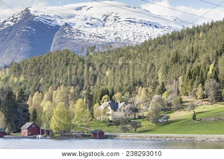 Hornindalsvatnet In Norway. Crossroads Number 15 And E39.