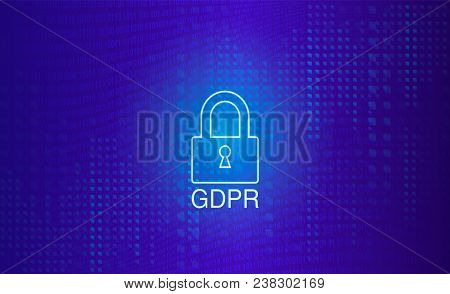 Illustration For Gdrp - General Data Protection Regulation At 25 May 2018. Technological Background 