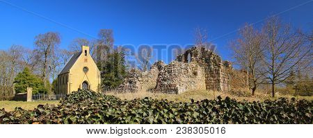 Church Ruin And Cemetery Chapel In Steinfurth Near Karlsburg, Germany