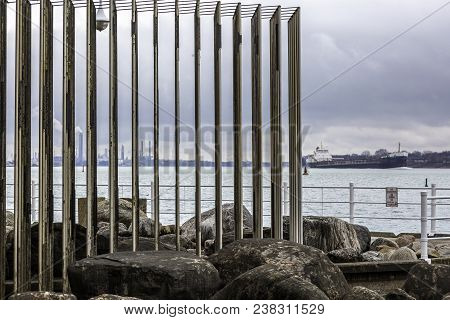 Looking Across The River At Sarnia, Enjoying The View And The Boats