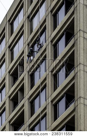 Washing Window On A High Rise Building In Sarnia