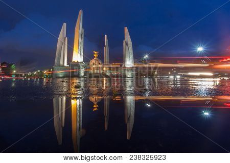 The Democracy Monument Is A Historical Of Constitution Monument In Bangkok, Thailand.