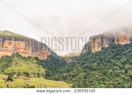 The Gudu Forest With The Gudu Falls In The Back Near Mahai In The Kwazulu-natal Drakensberg