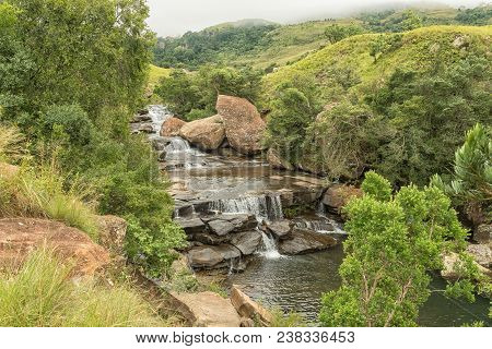 The Cascades In The Mahai River In The Kwazulu-natal Drakensberg Is A Popular Swimming Pool And Picn