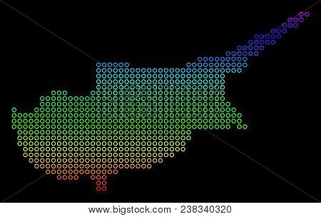 Colored Rainbow Cyprus Island Map. Vector Geographic Map In Bright Spectrum Colors With Vertical Gra