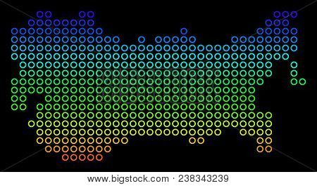 Bright Spectral Ussr Map. Vector Geographic Map In Bright Rainbow Colors With Vertical Gradient On A