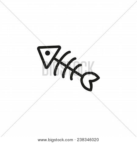 Icon Of Fish Skeleton. Calcium, Death, Bone. Environment Concept. Can Be Used For Topics Like Seafoo