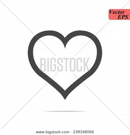 Heart Icon Vector. Love Symbol. Valentine's Day Sign, Emblem Isolated On White Background With Shado
