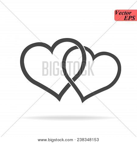 Two Hearts - Black Vector Line Icon On White Background Eps 10