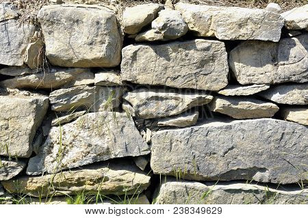 Background Of Stacked And Uncemented Stone Wall